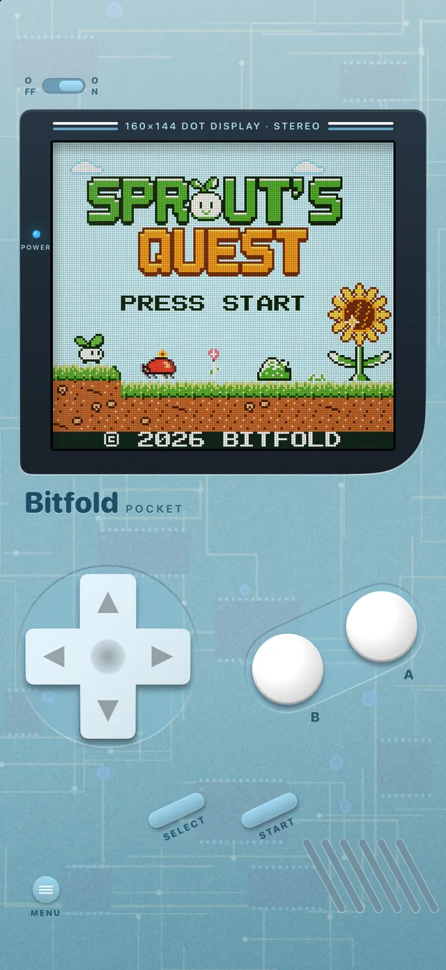 Bitfold's Glacier edition with the dot-matrix screen effect on