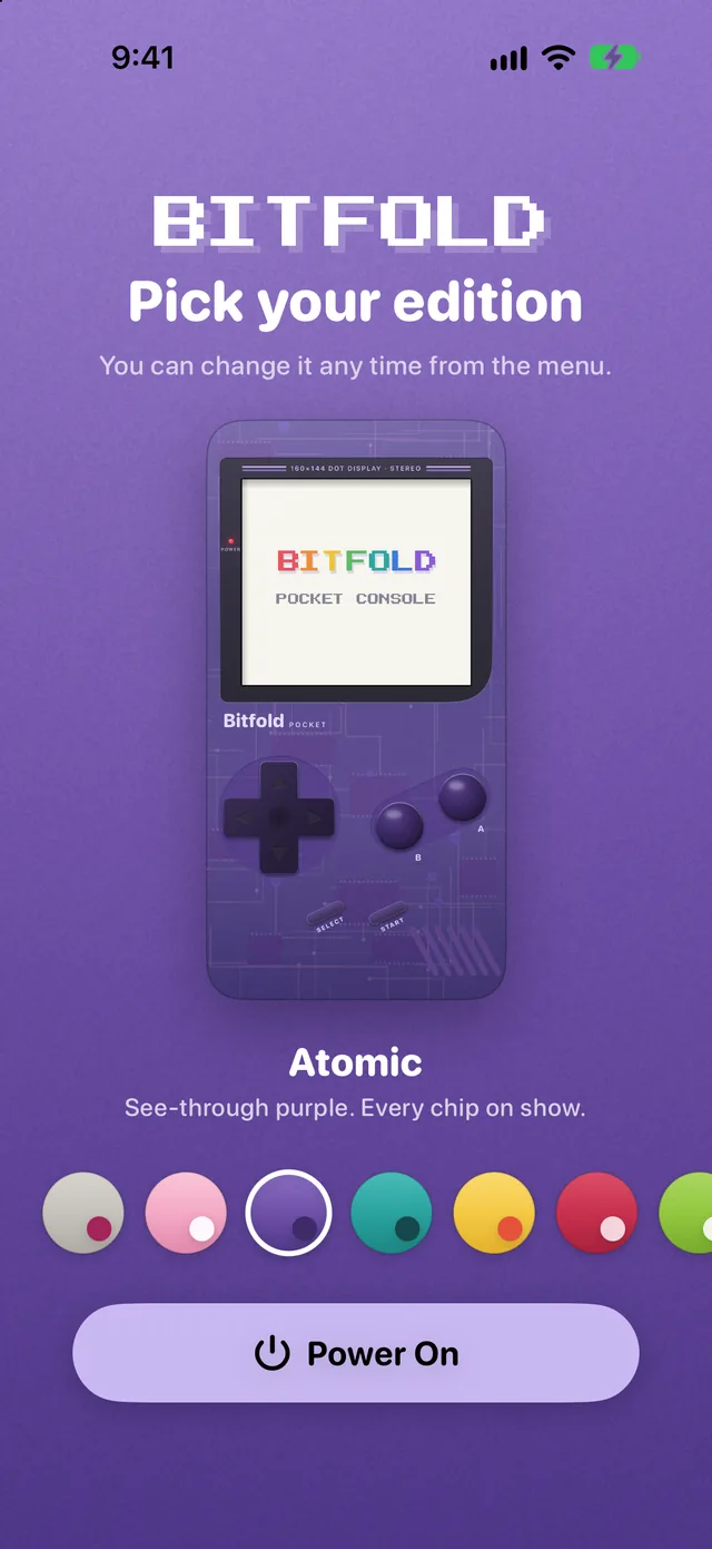 Bitfold's edition picker with the Atomic edition selected