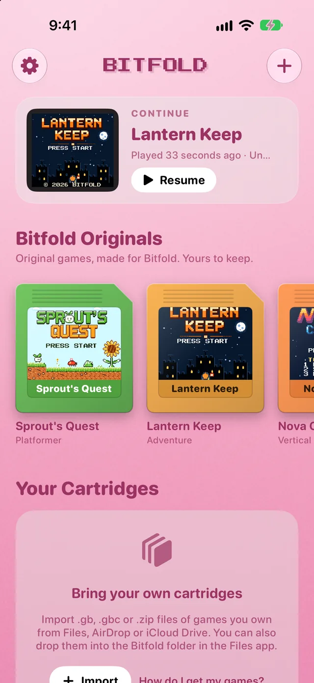 The Bitfold shelf showing the Bitfold Originals in the Bubblegum edition